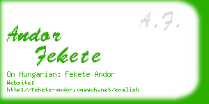 andor fekete business card